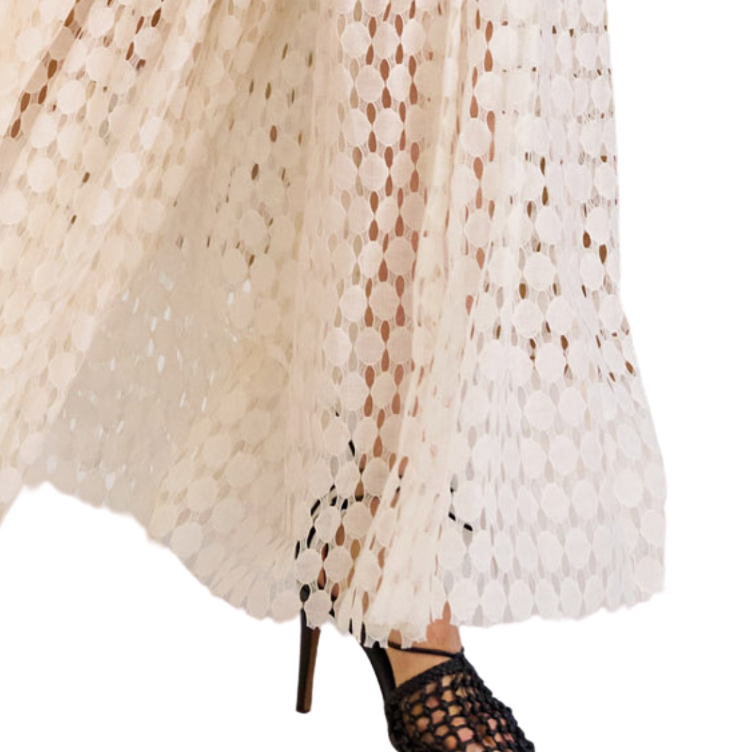 Aris Lace Maxi Skirt in Chalk