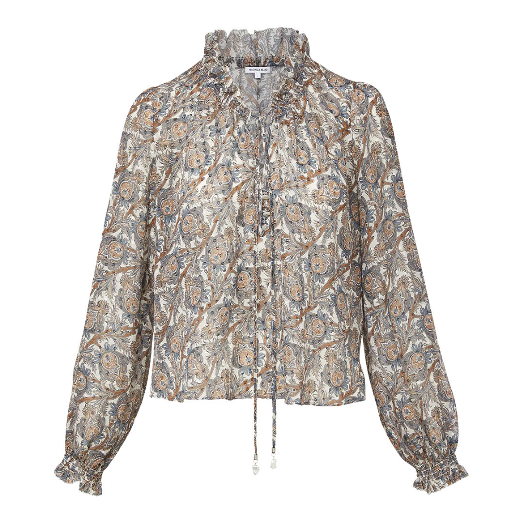Hickory Silk Blouse in Dove Multi
