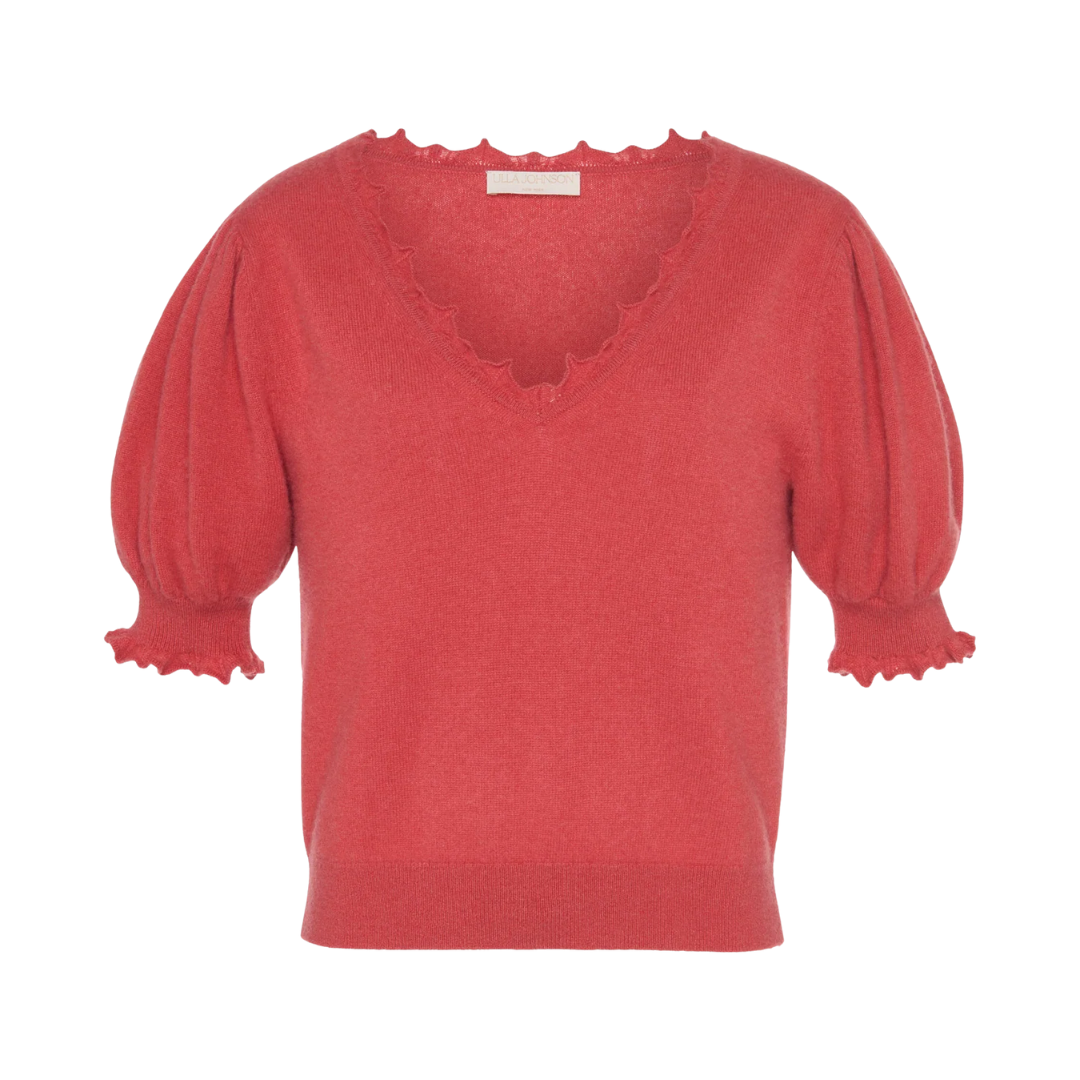 Polline Short Sleeve Top in Coral