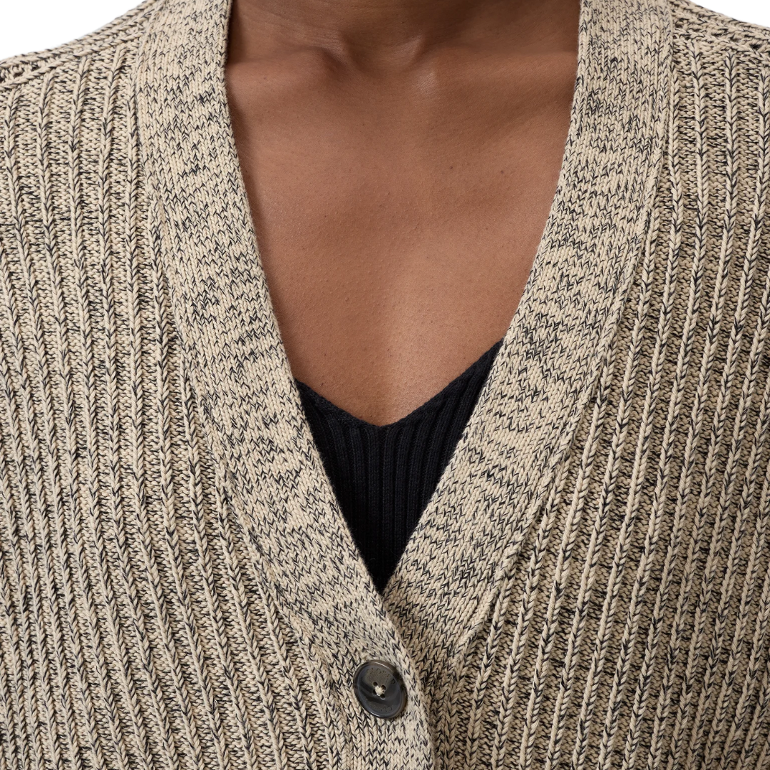 Mouliné Yarn Cardigan in Desert Beige
