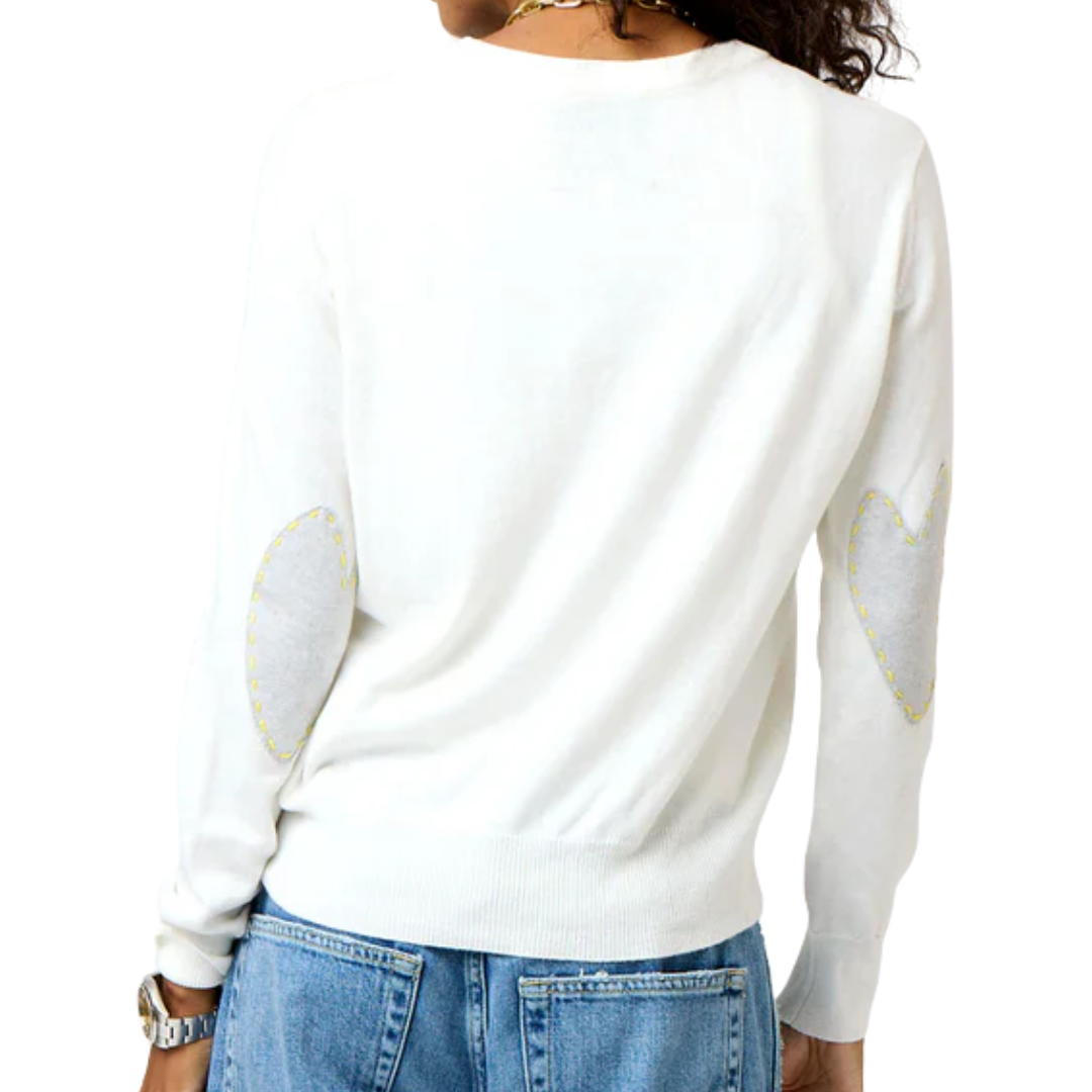 Patchwork Cotton Pullover in White