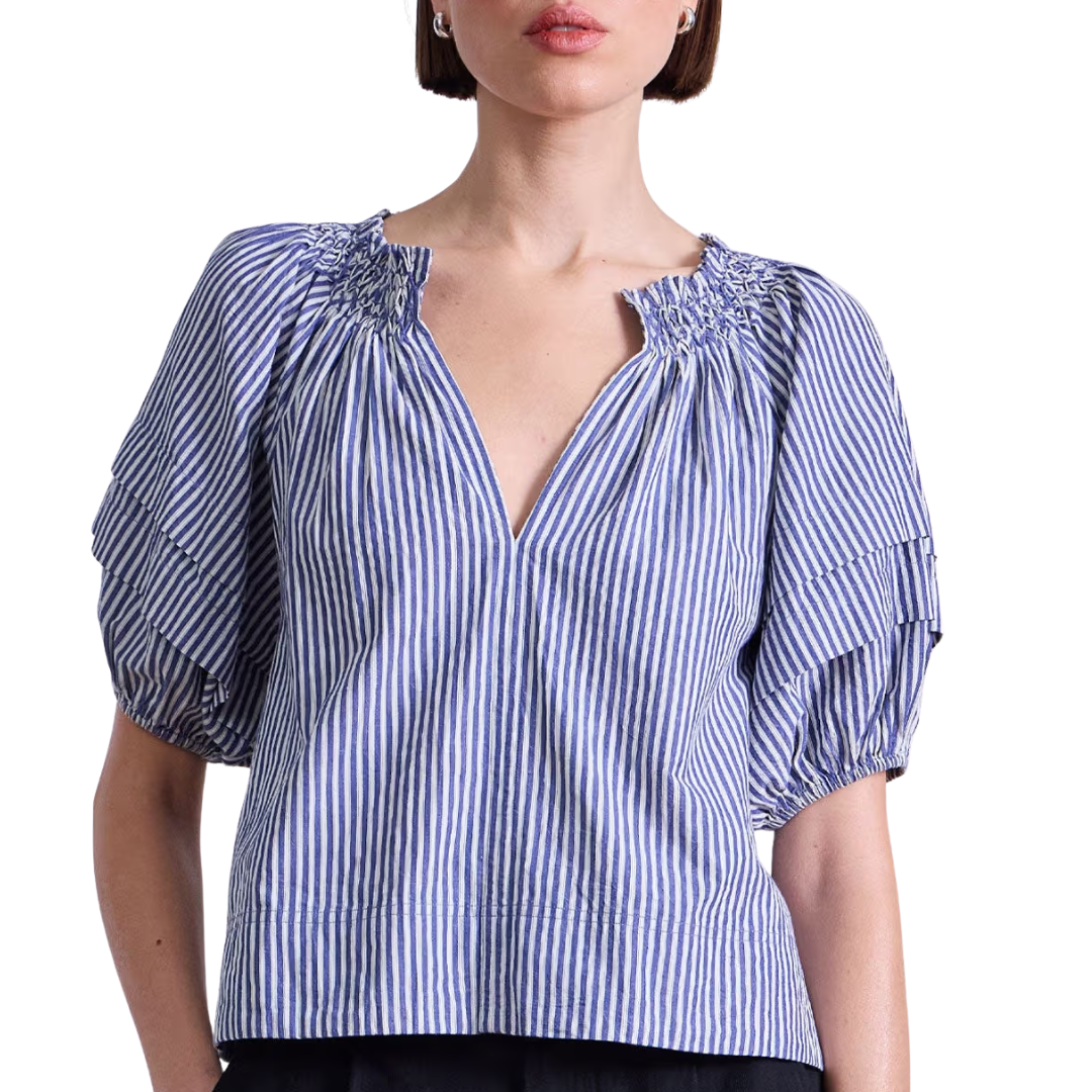 Caminitas Puff Sleeve Top in Skinny Stripe