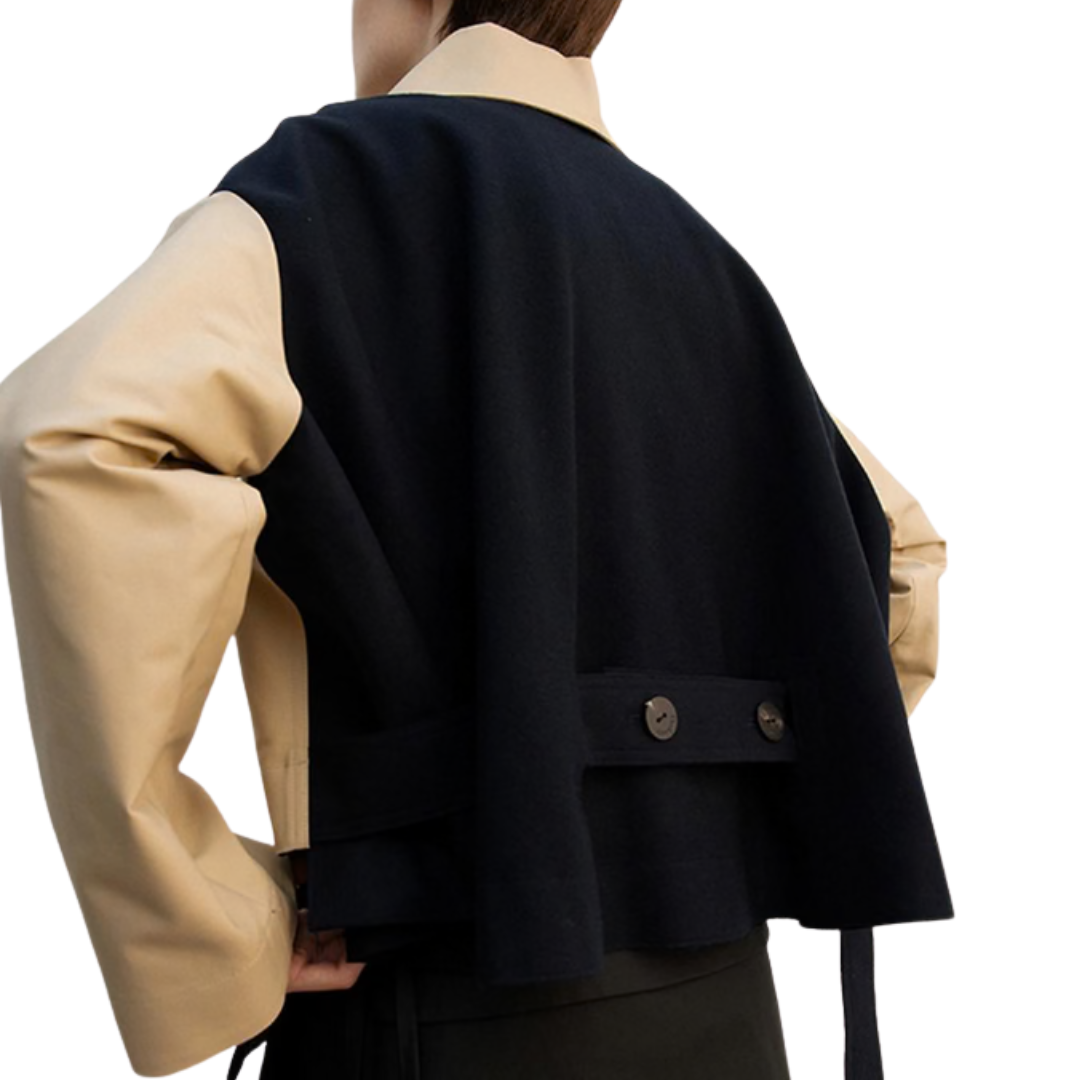 Back Flare Short Coat in Beige