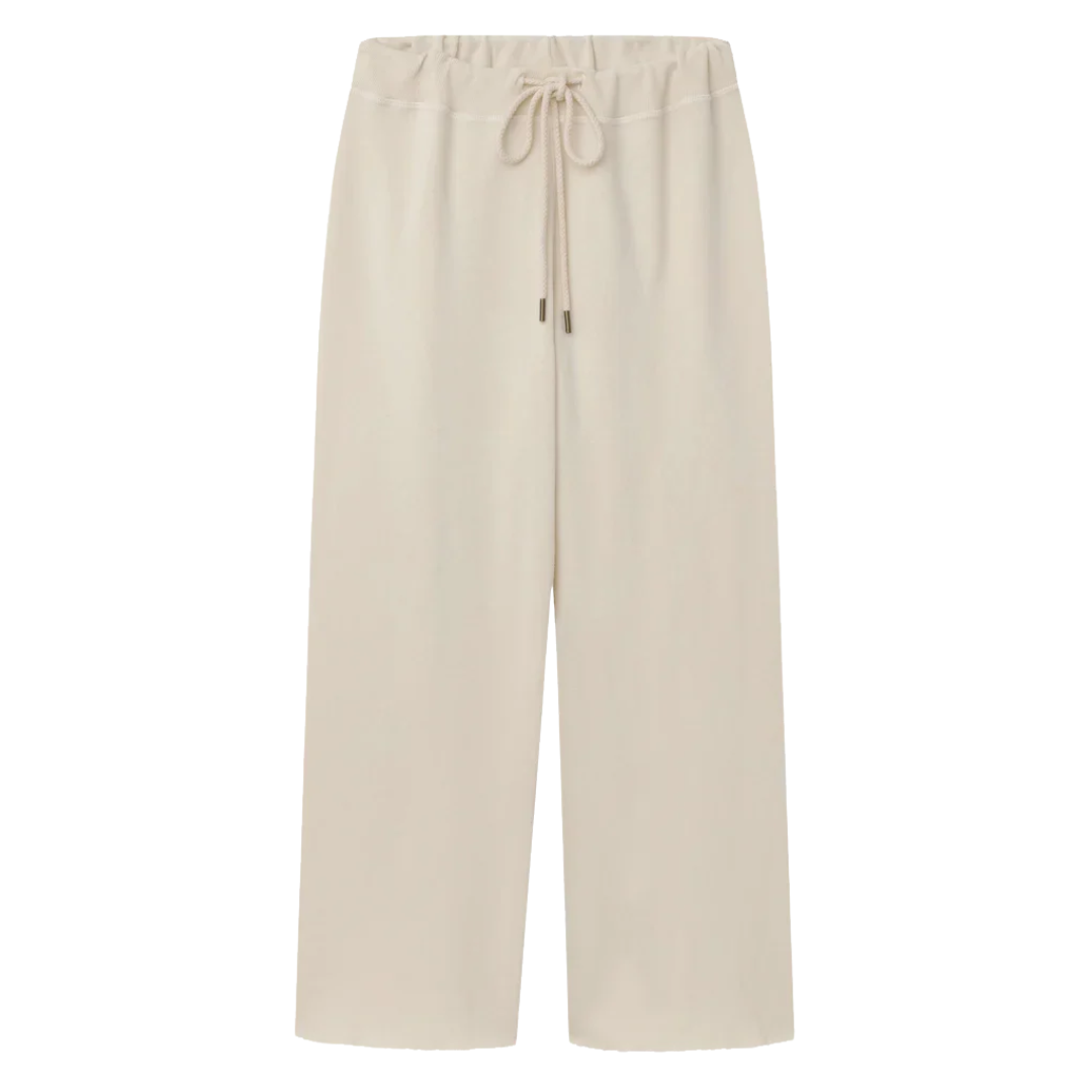 The Wide Leg Cropped Sweatpant in Washed White