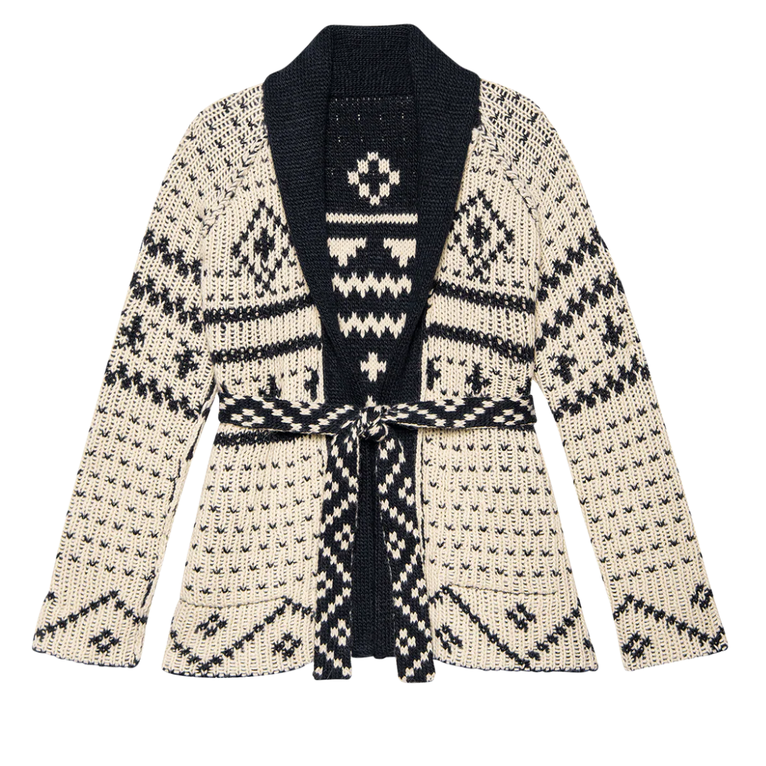 Reversible Shepherd Cardigan in Navy and Cream