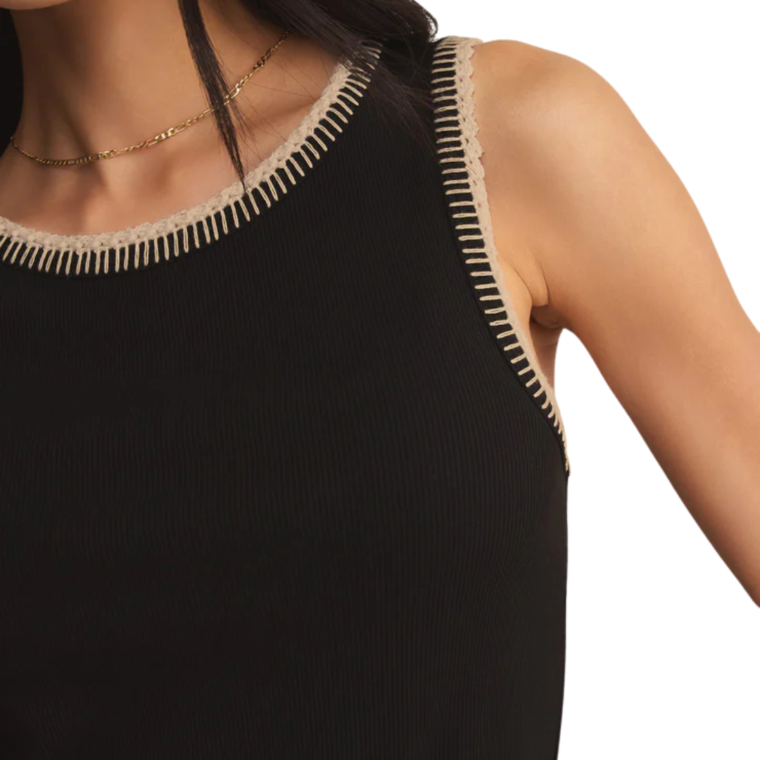 Social Whipstitch Tank in Black