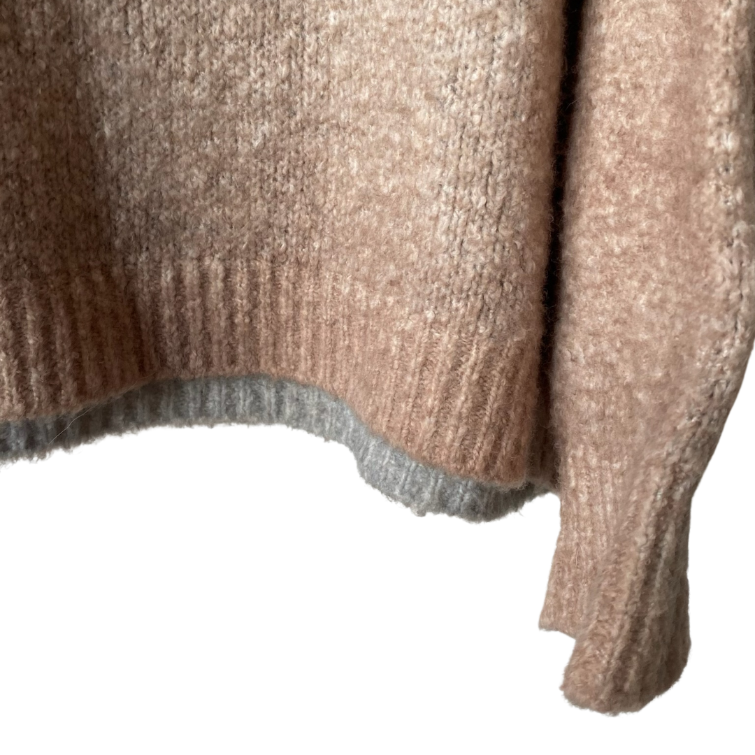 Cotton Bicolor High Neck in Taupe