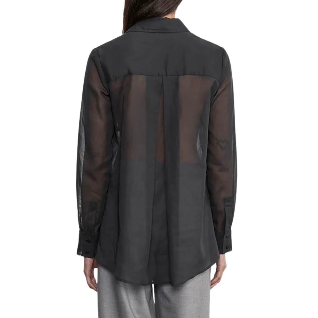 Cotton Organza Shirt in Black