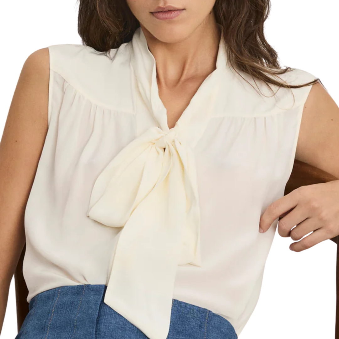 Magnolia Tie-Neck Blouse in Dove