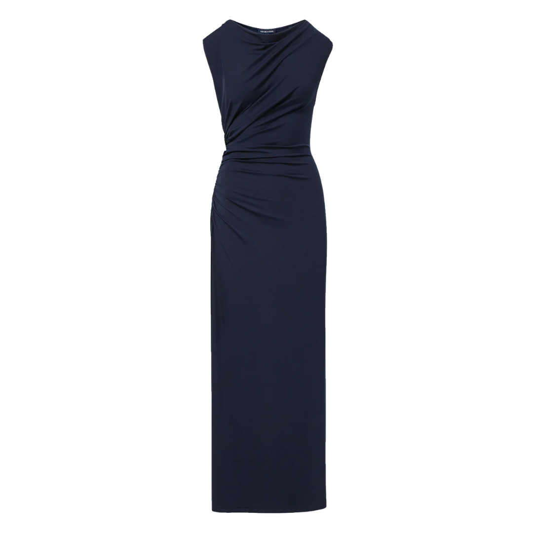 Kerilyn Ruched Maxi Dress in Navy
