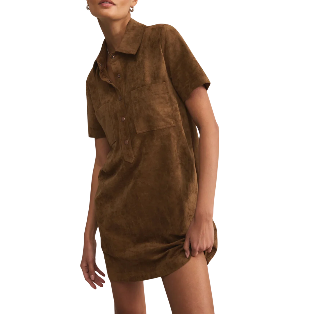 Sydney Suede Mini Dress in Coconut
