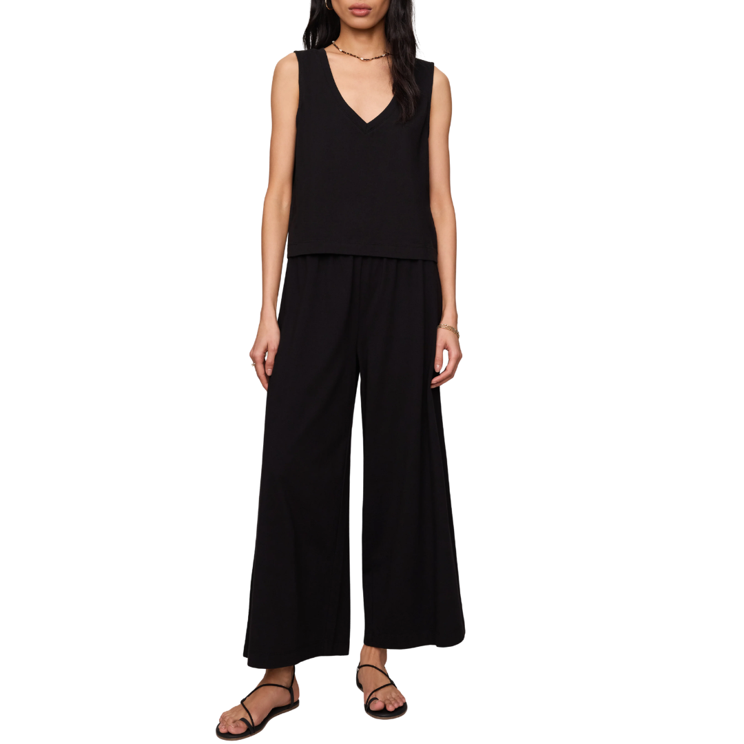 Sloane V-Neck Cotton Jersey Tank in True Black