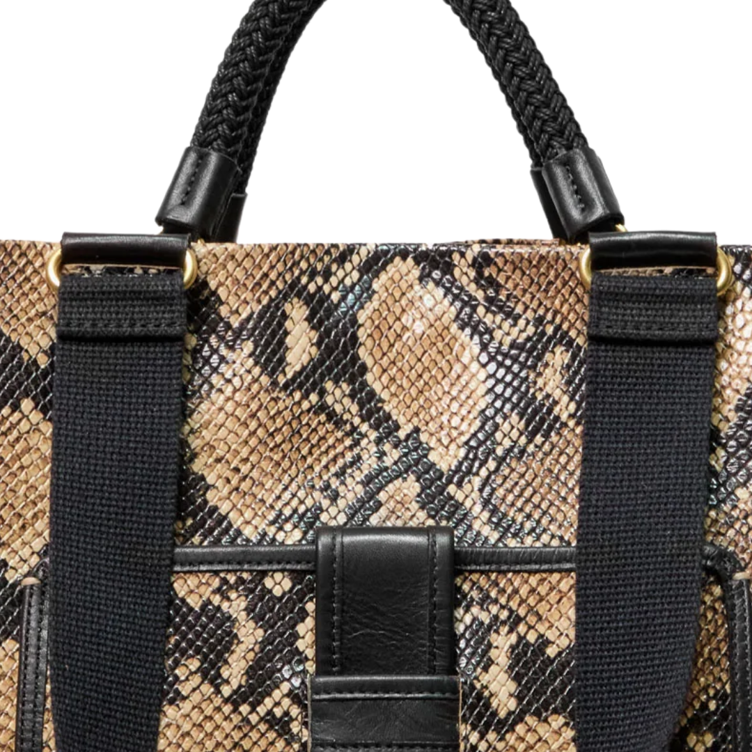 Grande Bateau Tote in Tan Desert Snake