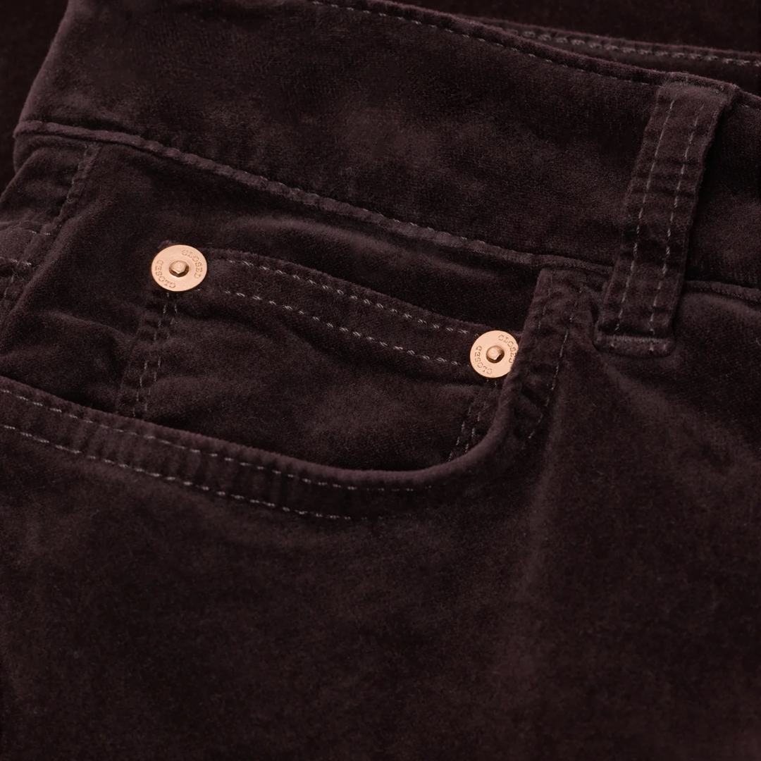 Baker Skinny Velvet Pants 34" in Cinder Brown