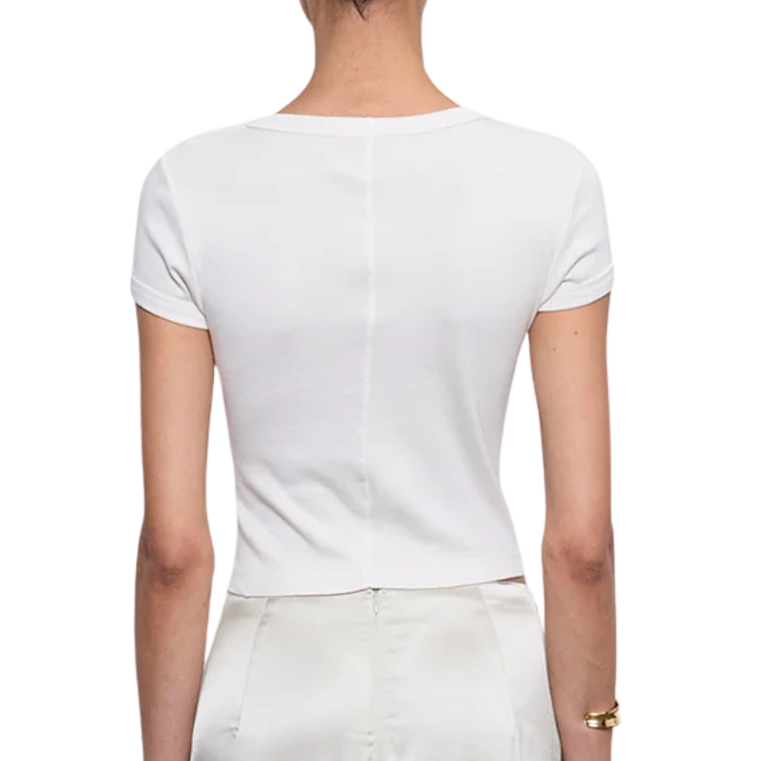 Supima Baby Cropped Tee in Pearl Grey