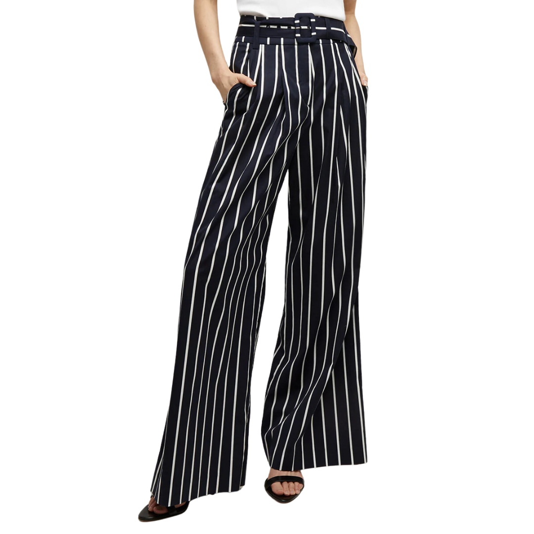 Maliyah Striped Wide-Leg Pant in Navy/White