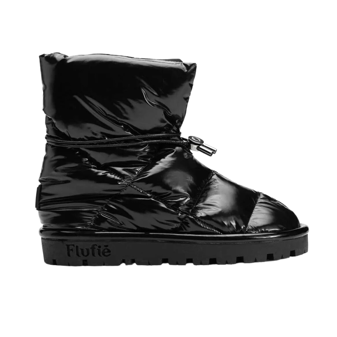 Shiny Pillow Boot in Jet Black