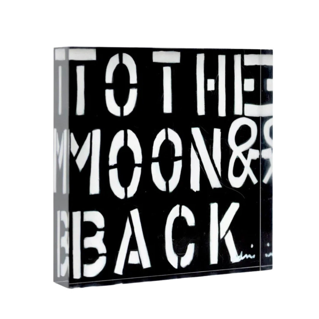 To The Moon & Back Block of Love in Black - Medium