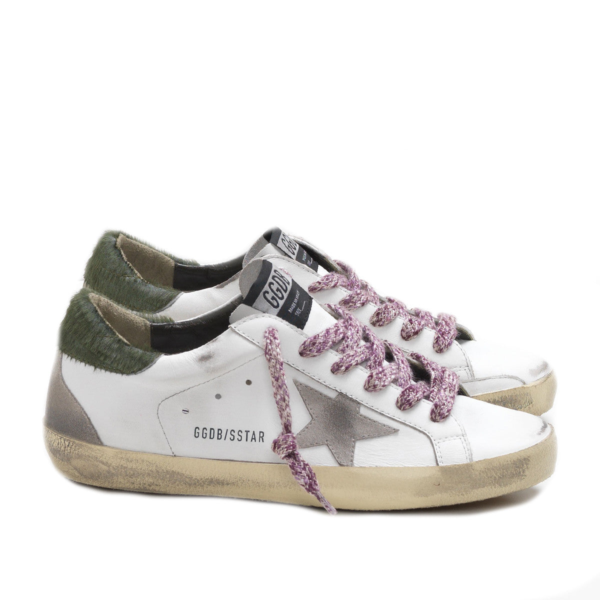 Superstar Sneaker with Green Pony Hair Detail