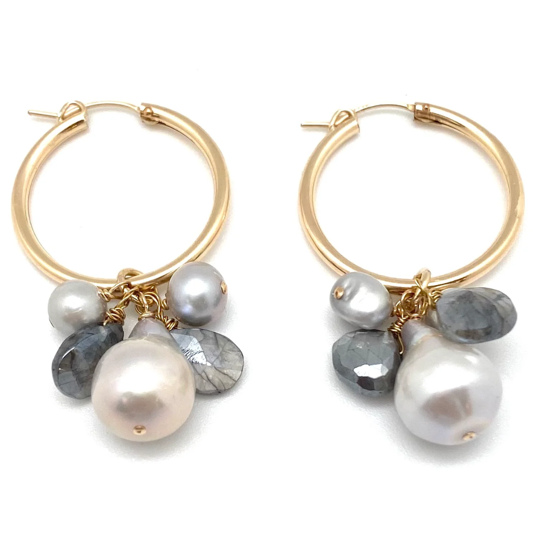 Ida Earring in Gold/Grey Moonstone