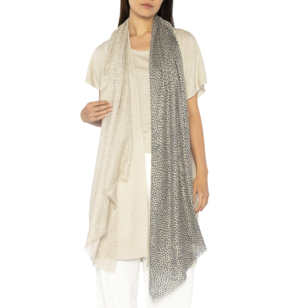 Dots Print Scarf in Navy Multi