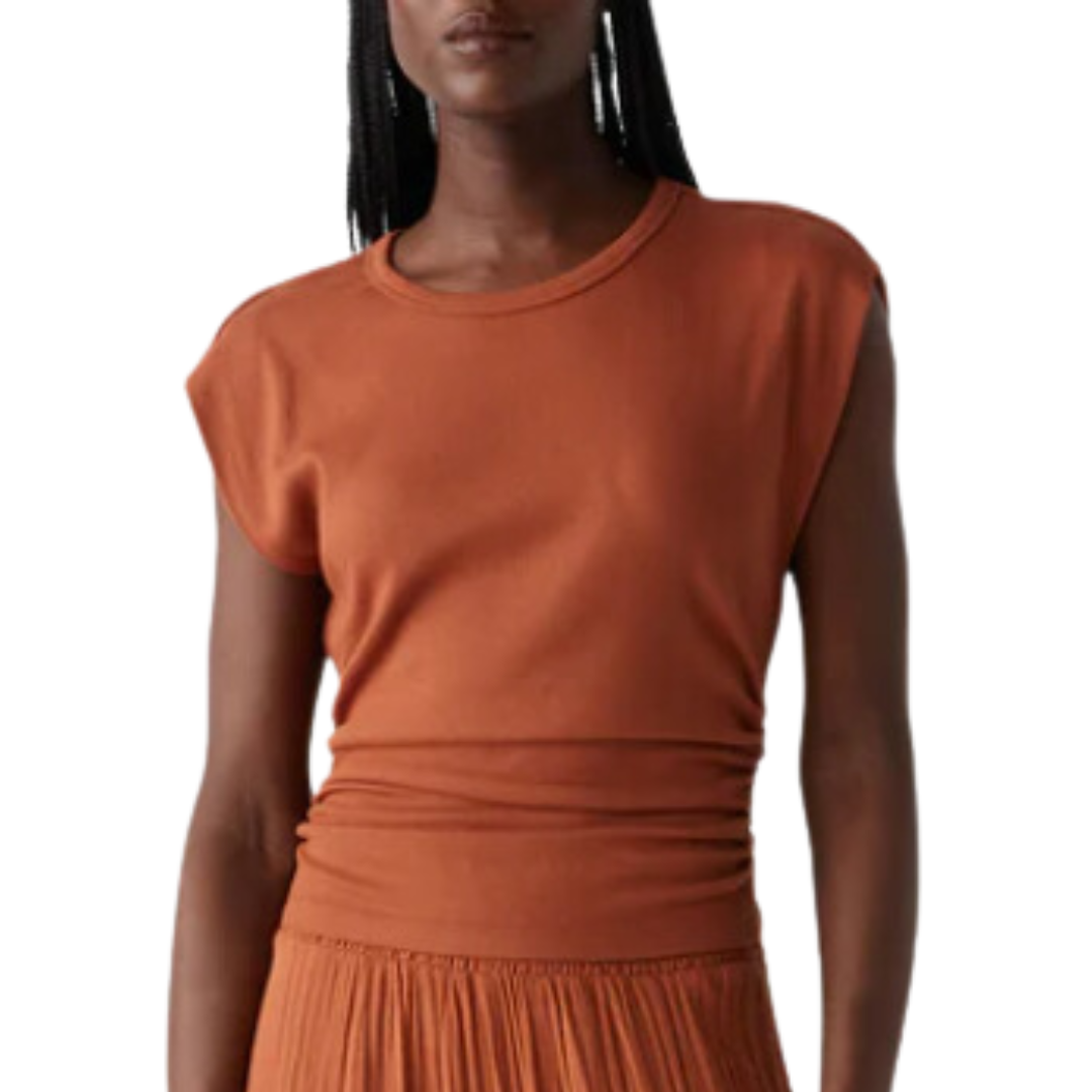 Joni Power Shoulder Tee in Toffee
