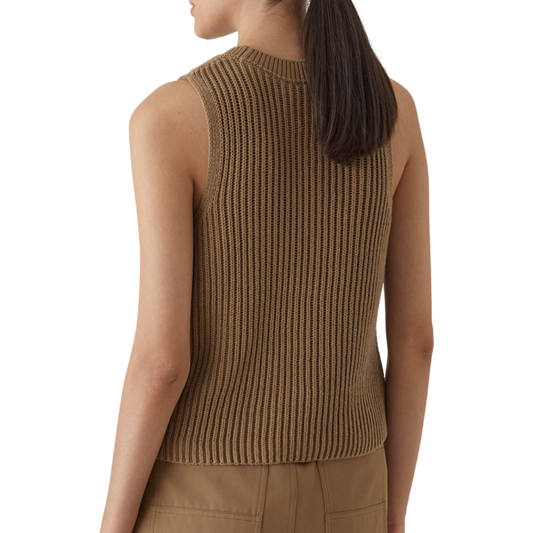 Short Sleeved Knit Top in Nutmeg