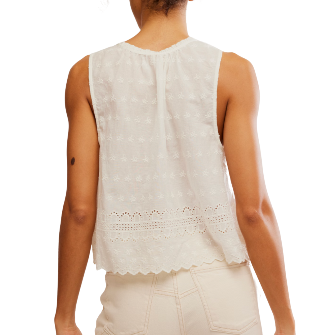 Marina Eyelet Tank in Clean Ivory