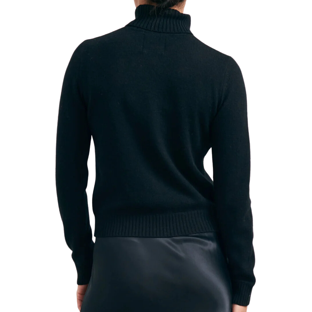 Lightweight Cashmere Roll Collar in Black