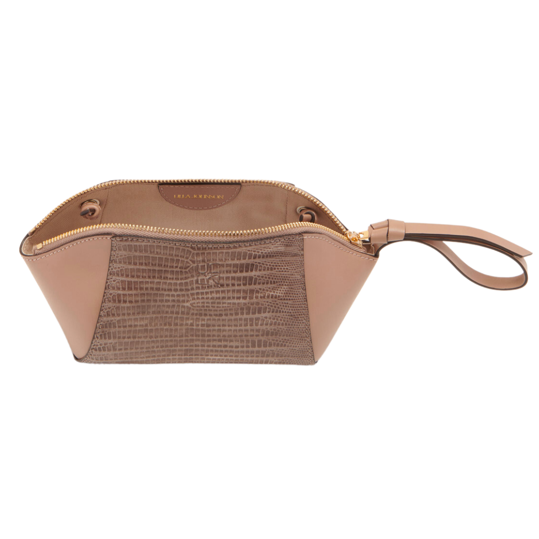 Imogen Large Makeup Pouch in Graphite Lizard
