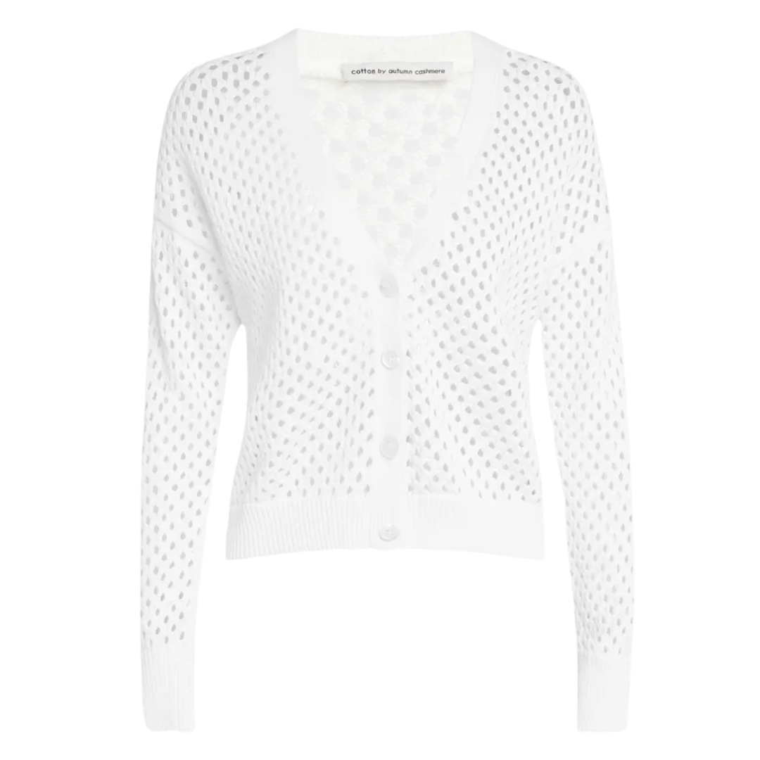 Solid Mesh Cardigan in Bleach White