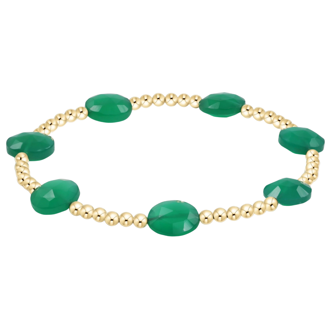 Admire Gold 3mm Bead Bracelet in Green Onyx