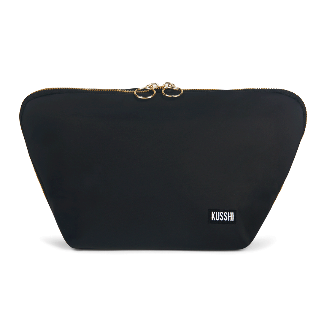Large Nylon Vacationer Makeup Bag in Black/Leopard