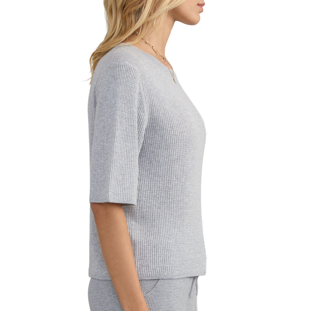 Jill Waffle Tee in Grey/Salt