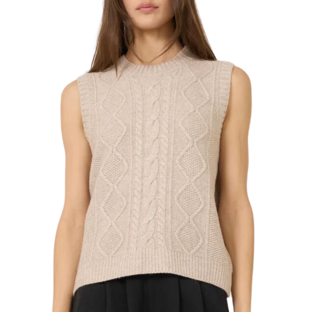 Perry Crew Vest in Biscuit