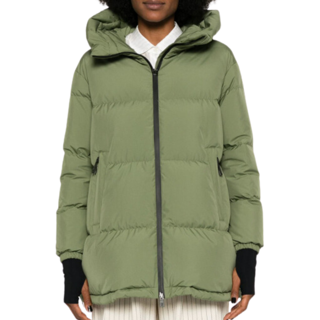 Zip-Up Down Jacket in Oliva