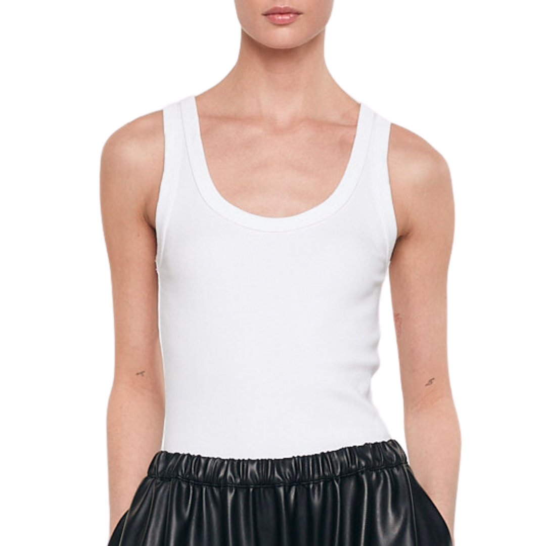 Supima Rib Scoop Tank in White