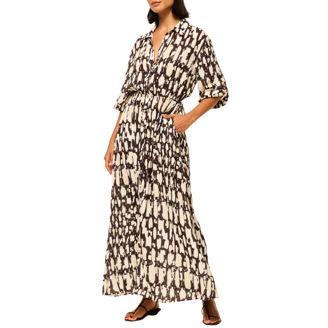 Lourdes Dress in Abstract Geo Crepe