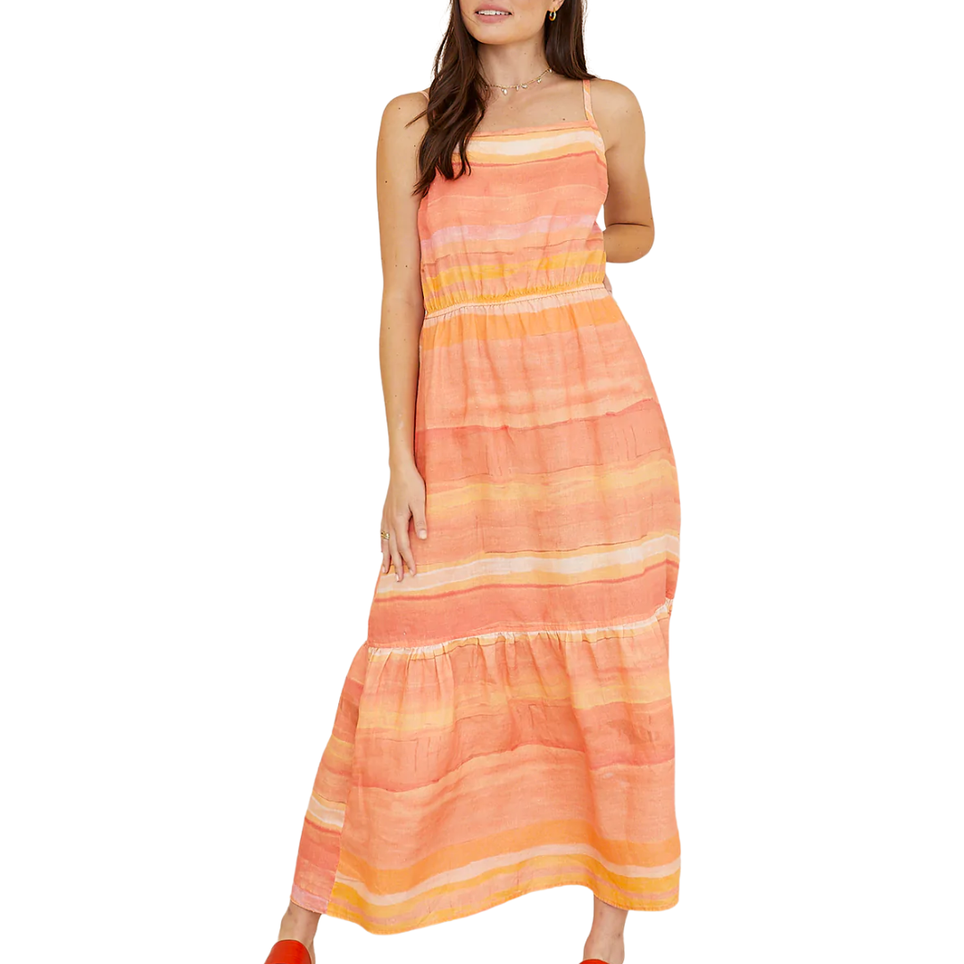 Sarape Stripe Linen Maxi Dress in Sarape Stripe Print