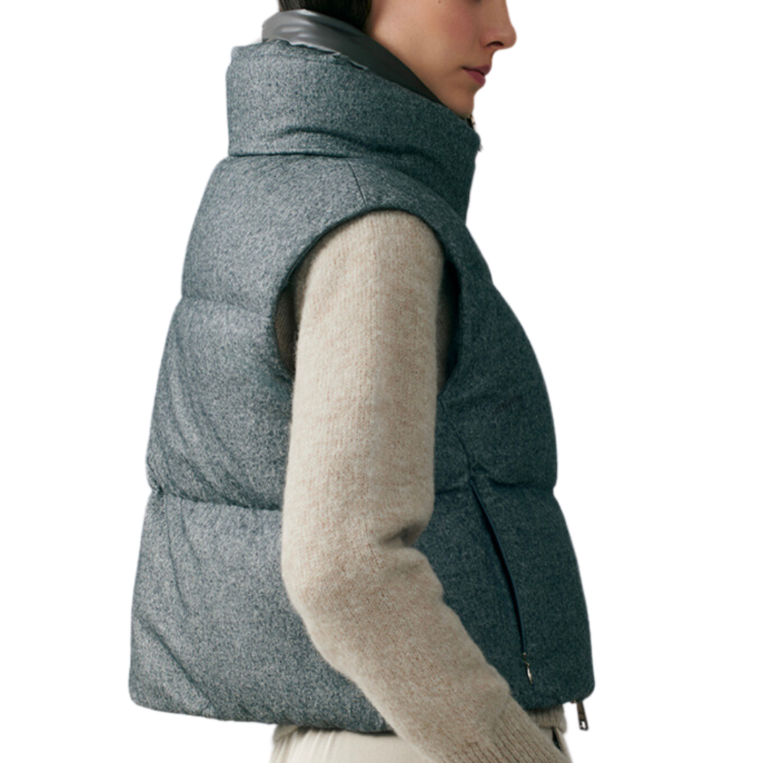 Cashmere, Silk, and Nylon Ultralight Sleeveless Jacket in Grey
