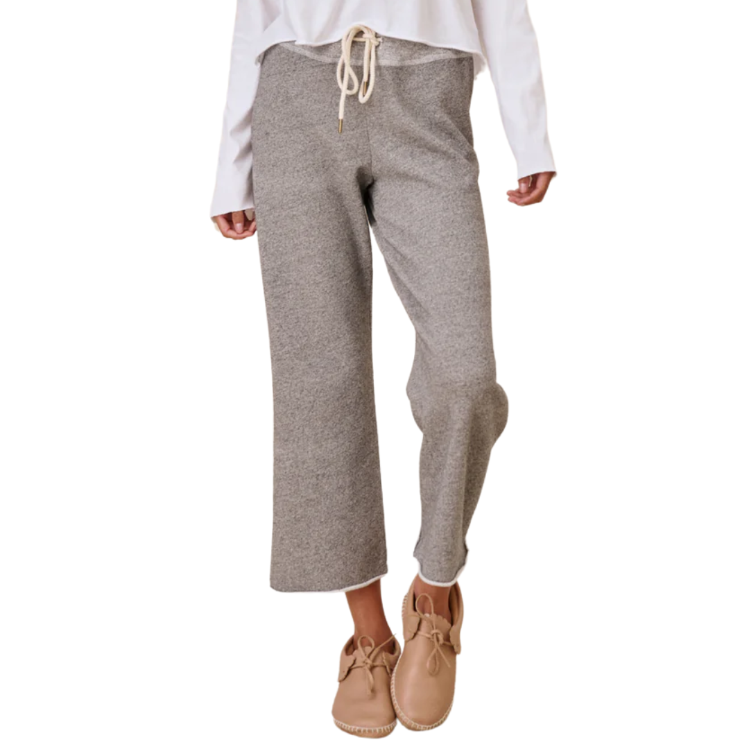 The Wide Leg Cropped Sweatpant in Varsity Grey