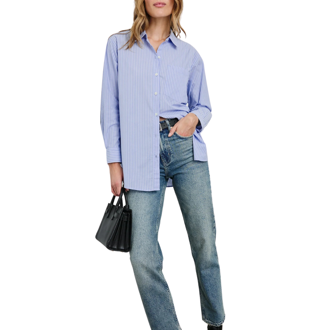 Elsa Shirt in Oxford White Stripe
