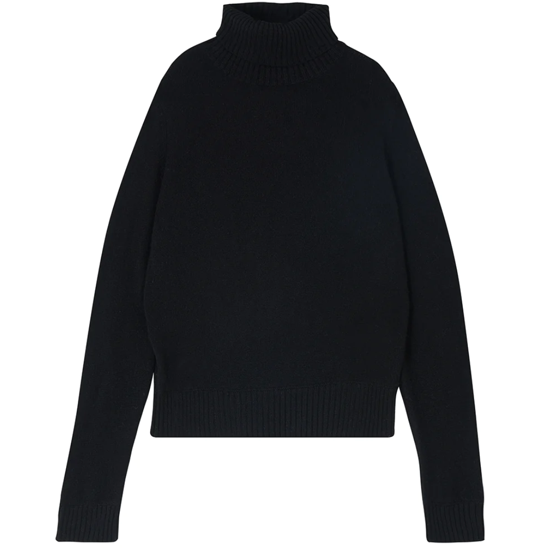 Lightweight Cashmere Roll Collar in Black