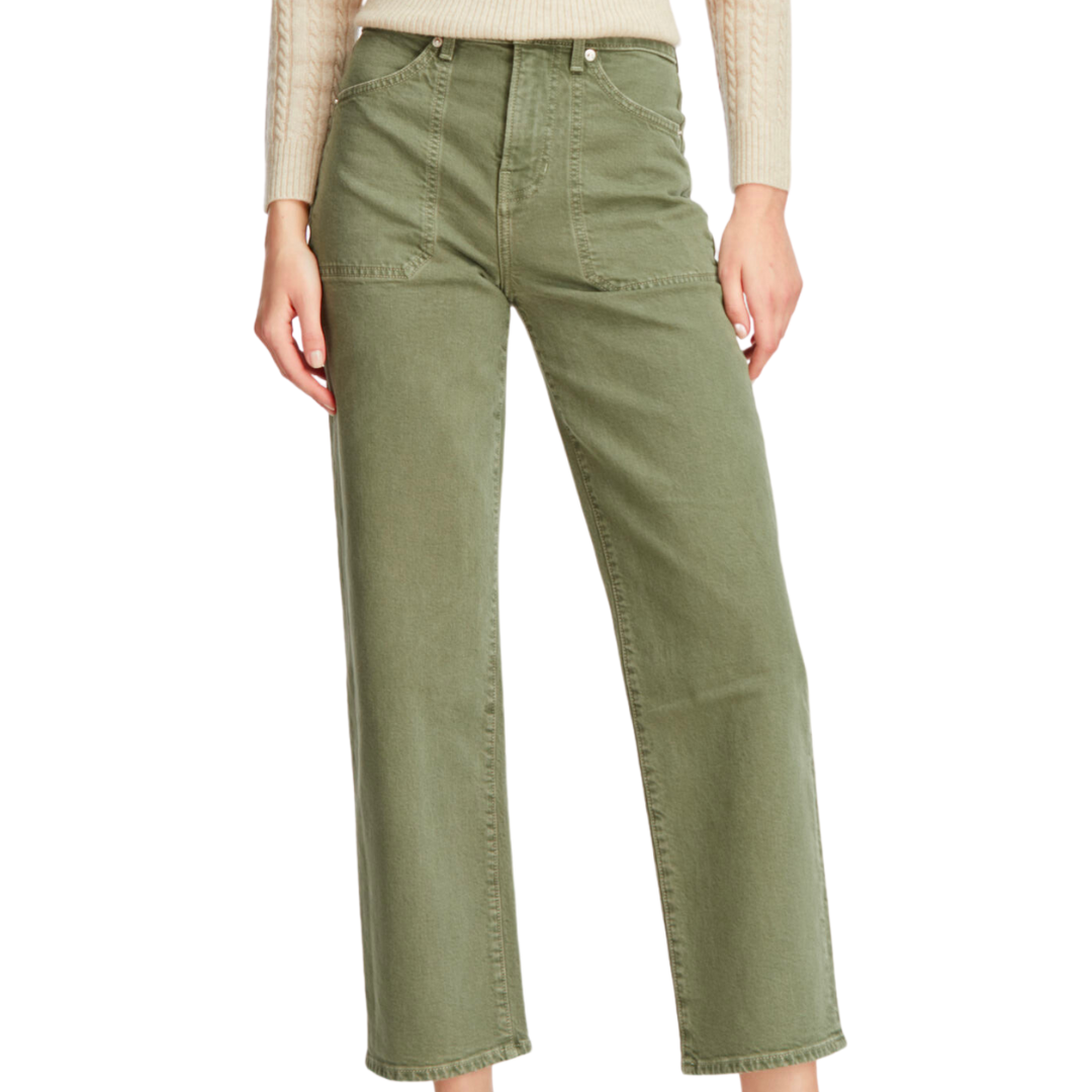 Crosbie Cropped Wide Leg in Stone Army