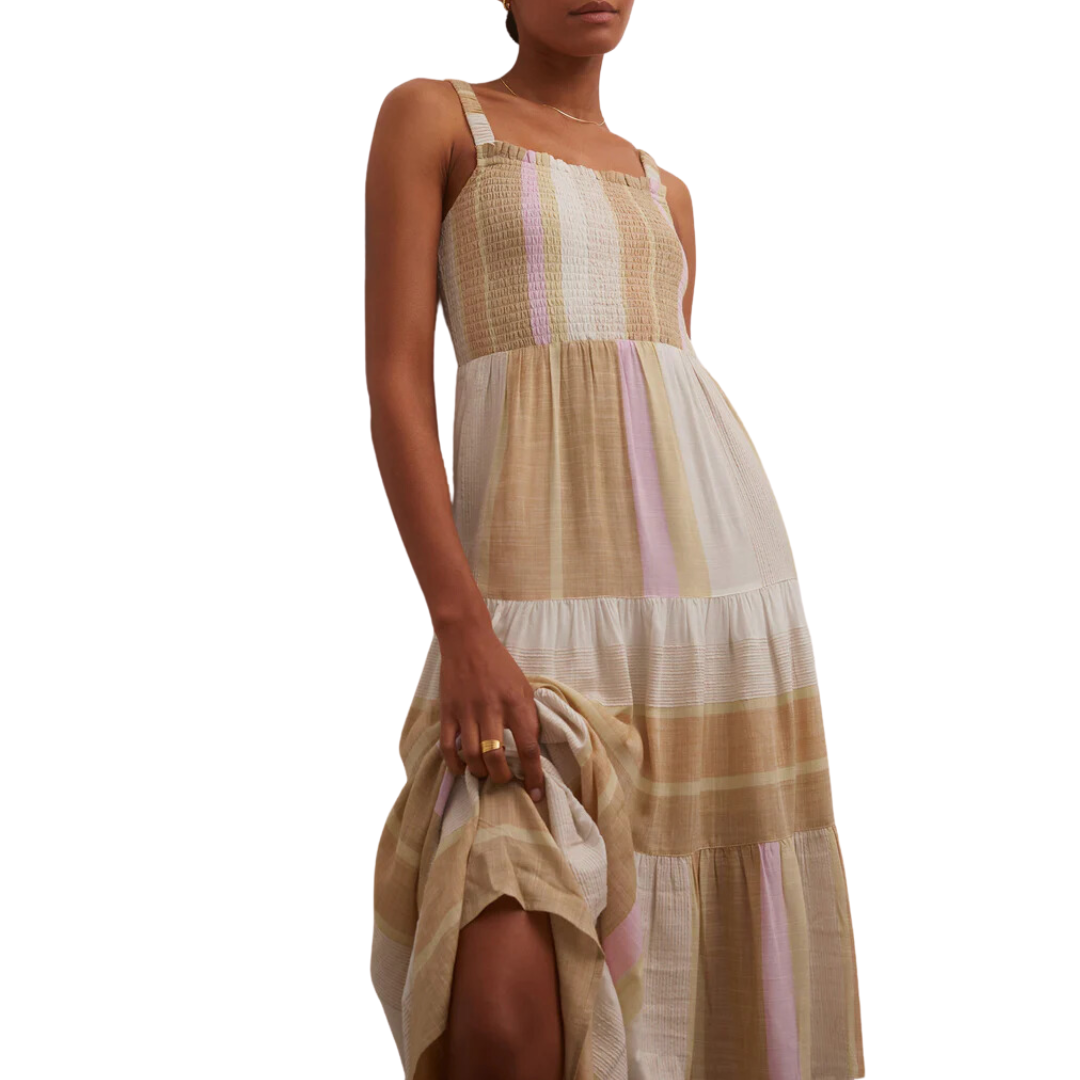 Kyara Striped Smocked Maxi Dress in Multi