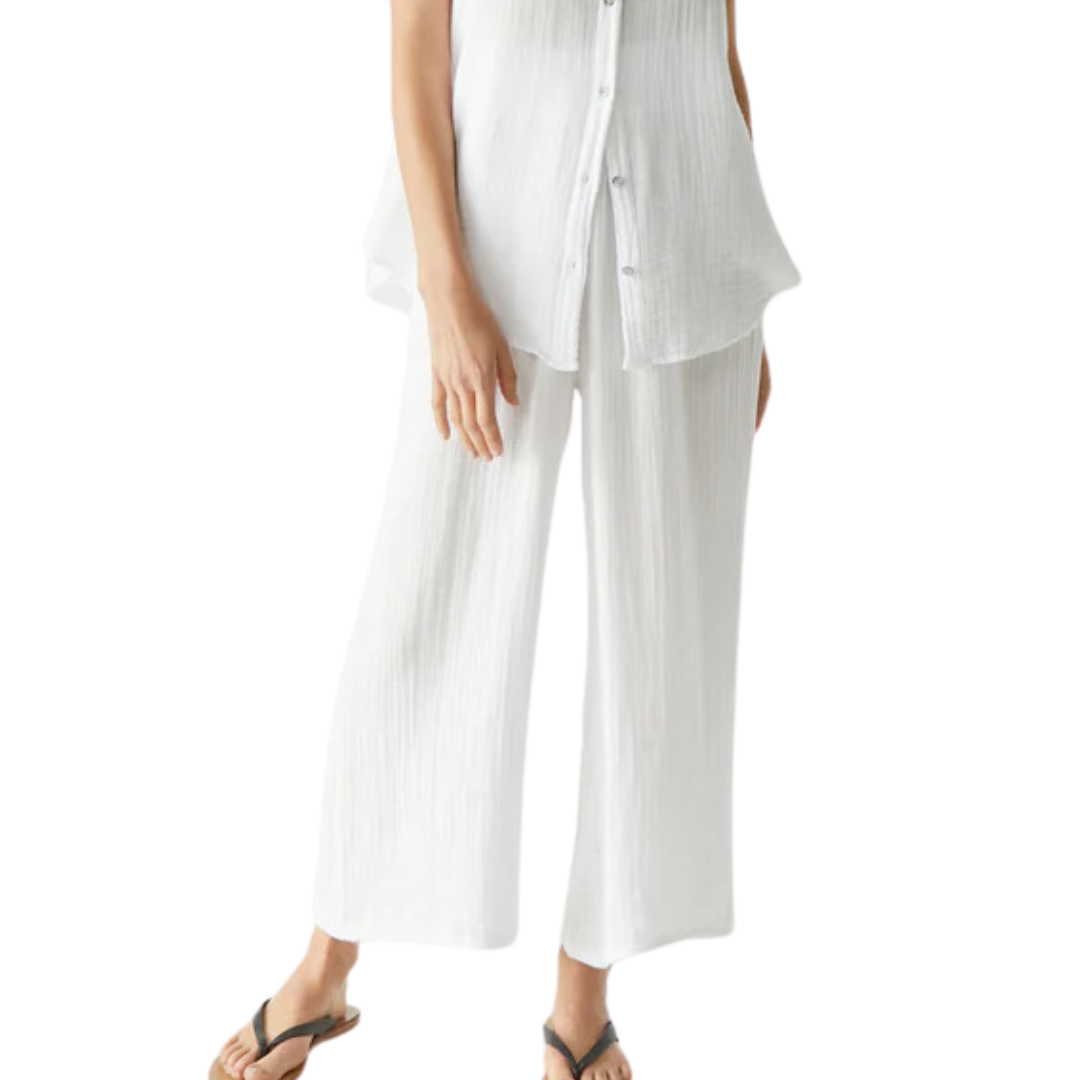 Medina Cropped Gauze Pant in White