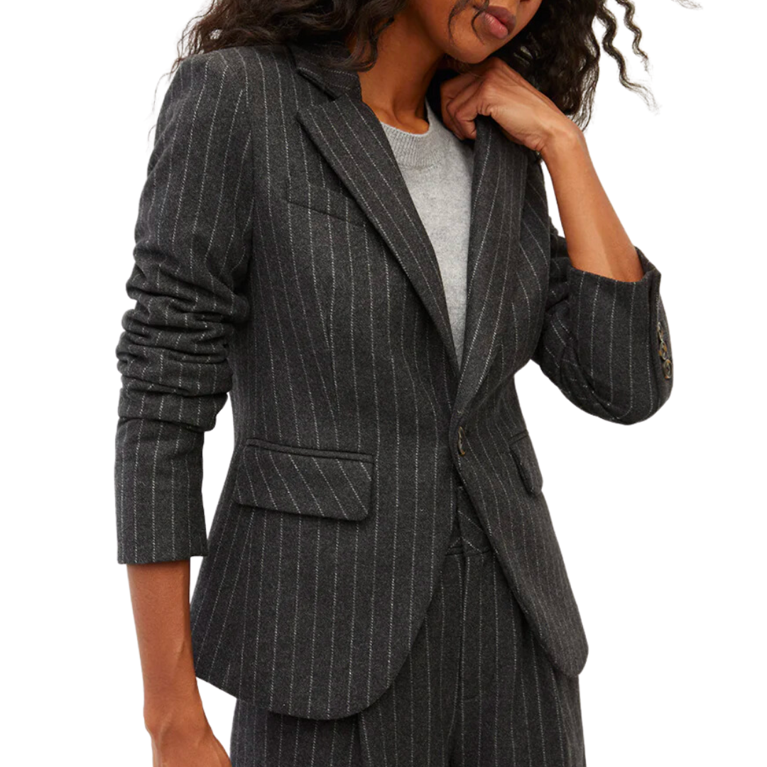 Tyra Pinstriped Dickey Jacket in Charcoal Multi
