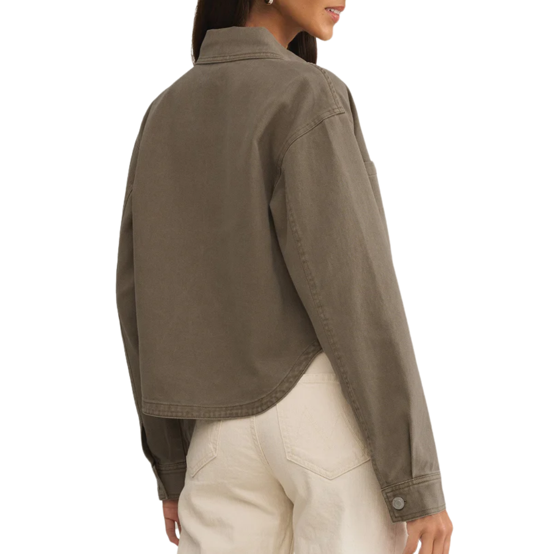 All Day Cropped Denim Jacket in Pebble Moon