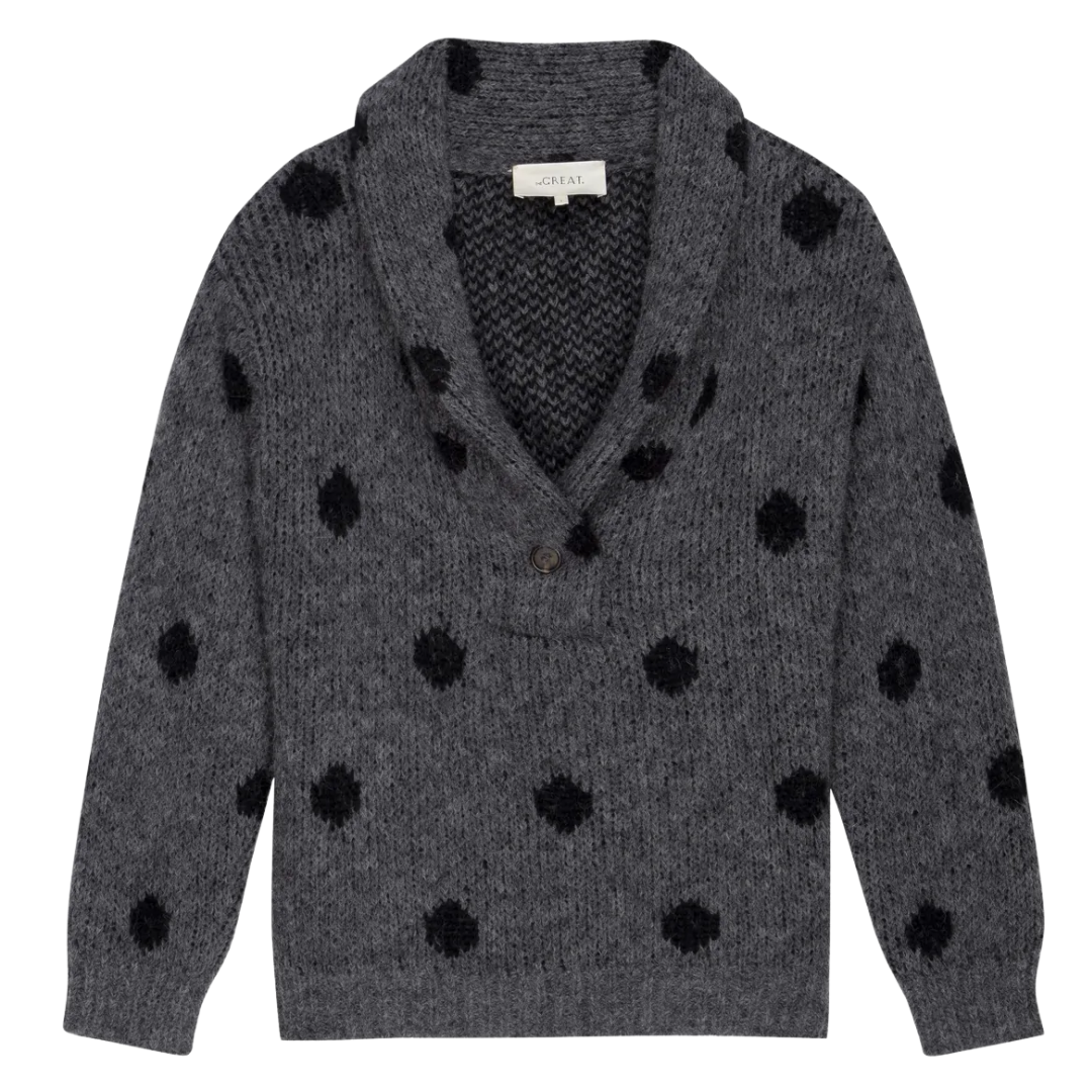 The Polkadot Henley Pullover in Charcoal