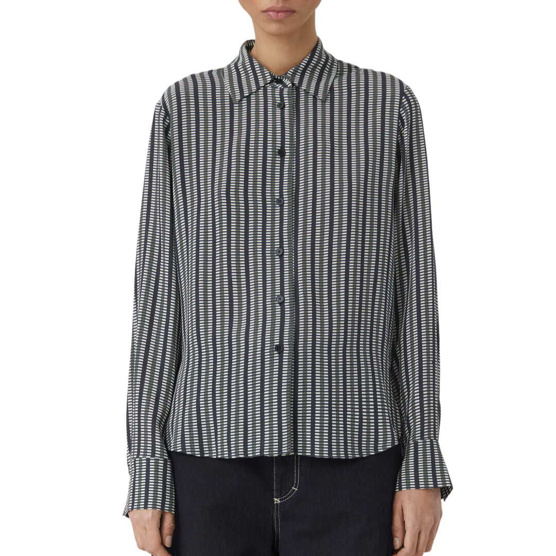 Viscose Crêpe Blouse in Industrial Green